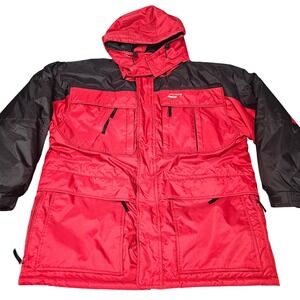 Freeze Defense Winter Coat Red Black Jacket Hooded Utility Workwear Warm